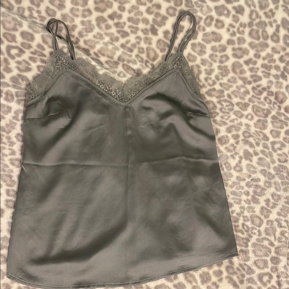 Elegant Gray Lace Trim Cami Top